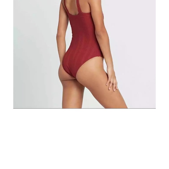 NWT L*SPACE Pointelle Rib Cha Cha One Piece Swimsuit Size 8 Burgundy - Picture 12 of 12